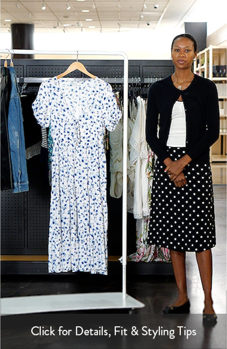 Roberts Floral Puff Sleeve Cotton Midi Dress, sales video thumbnail