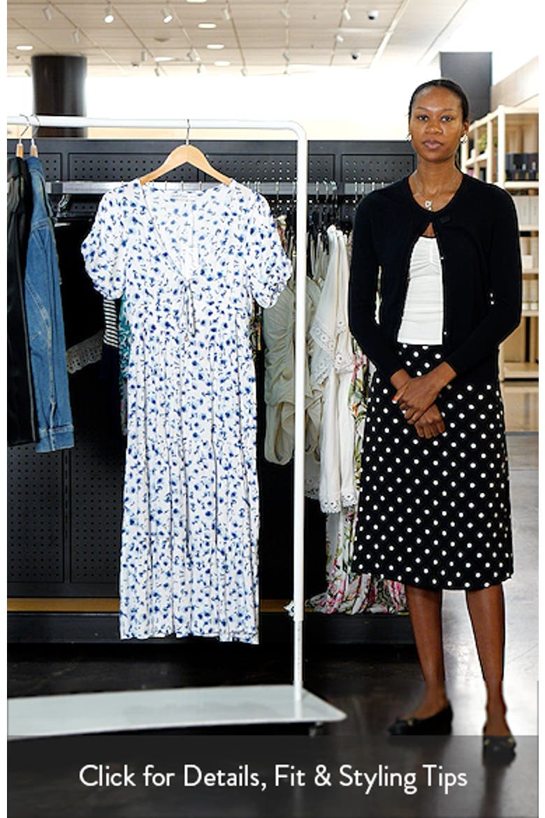 Roberts Floral Puff Sleeve Cotton Midi Dress video