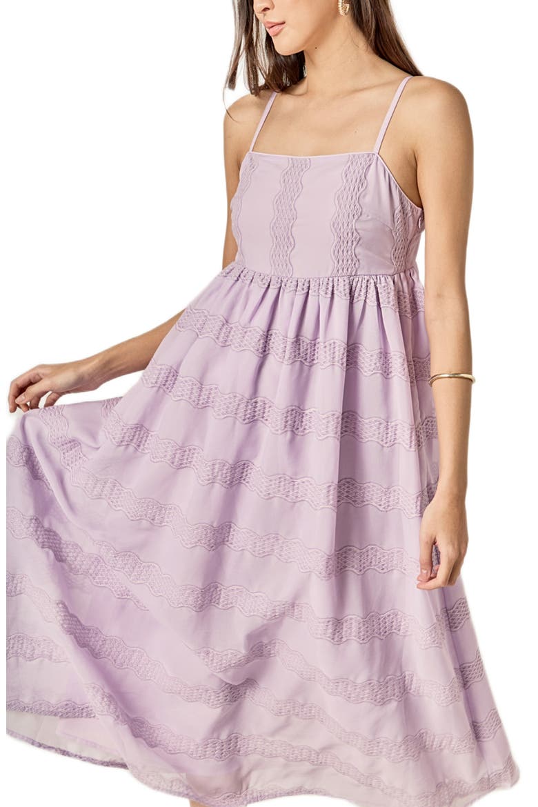 Embroidered Sleeveless Chiffon Midi Dress, Alternate, color, LILAC