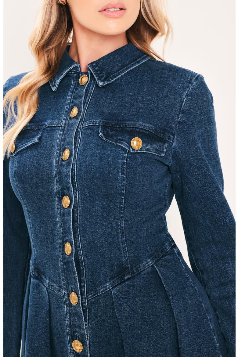 Button Down Minidress, Alternate, color, MEDIUM INDIGO