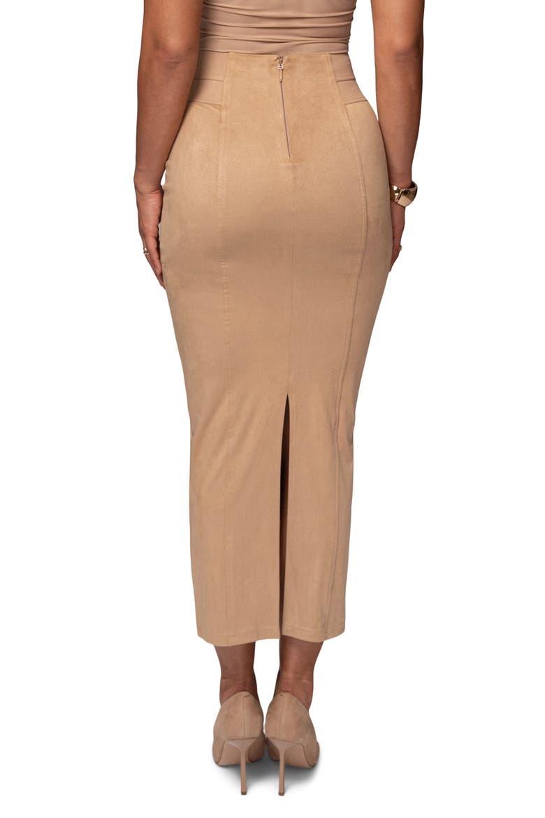 Phoenix Faux Suede Pencil Skirt, Alternate, color, BEIGE