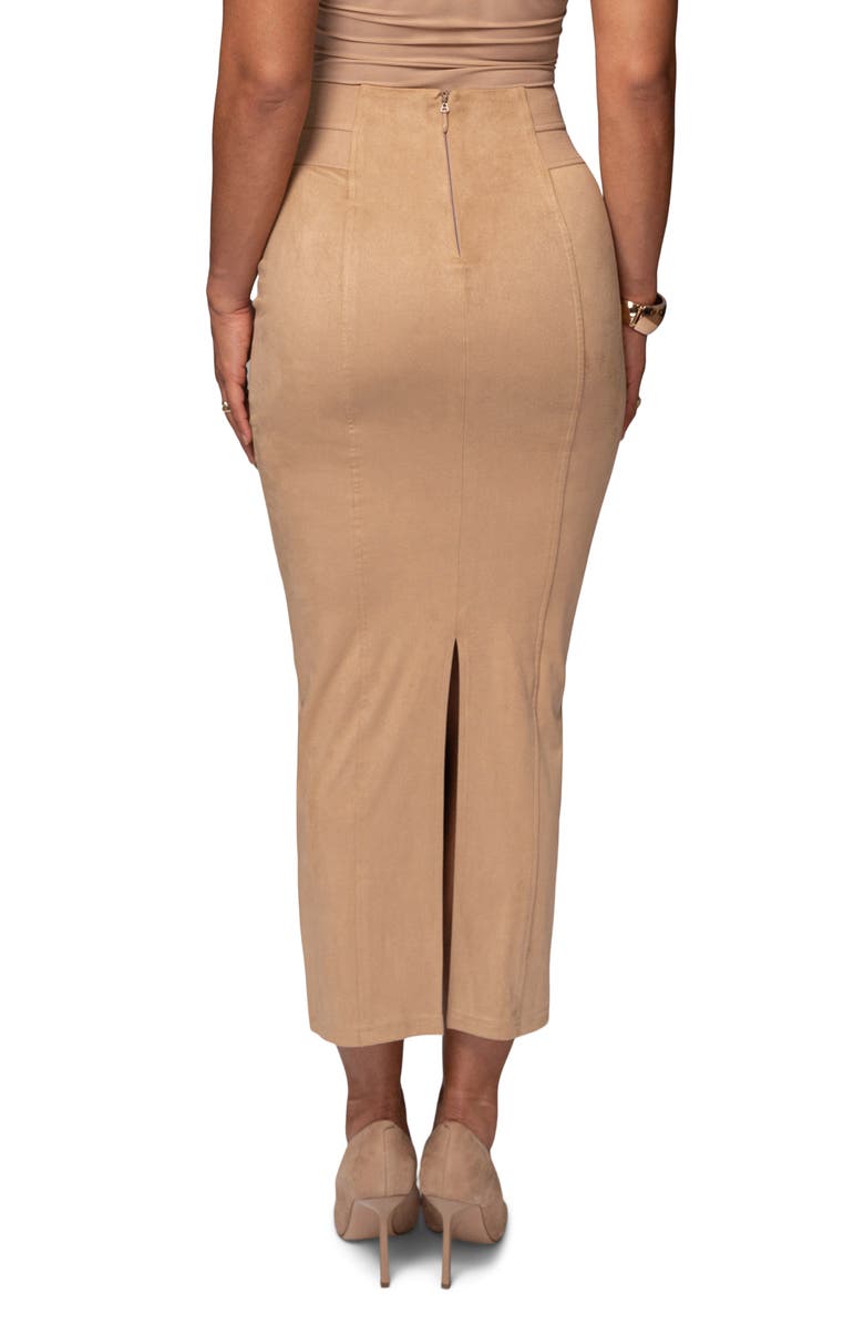 JLUXLABEL Phoenix Faux Suede Pencil Skirt, Alternate, color, Beige
