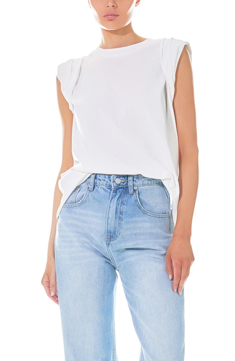 Grey Lab Folded Cuff Muscle Tee, Alternate, color, White