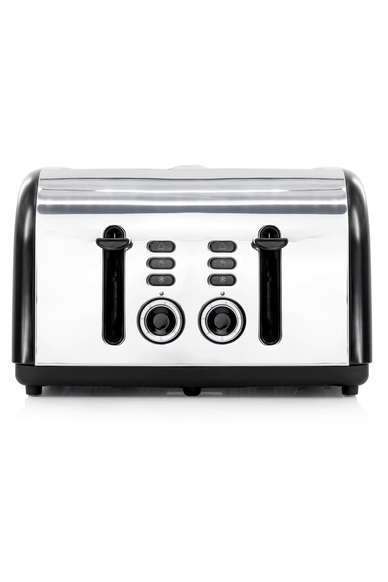 4 Slice Wide Slot 1400W Stainless Steel Toaster, Alternate, color, Black
