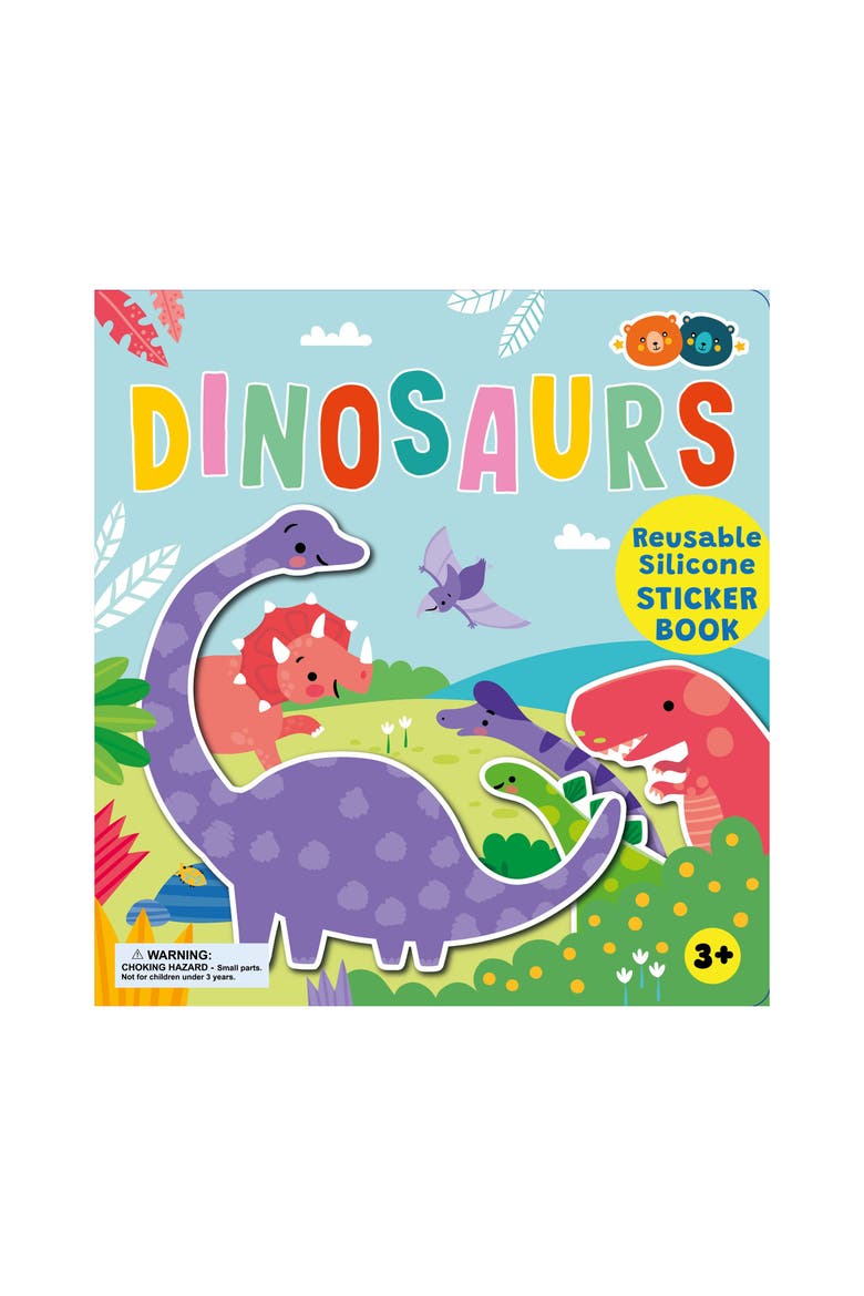 Reusable Silicone Sticker Book, Dinosaurs, Kids 3+, Main, color, Multicolored
