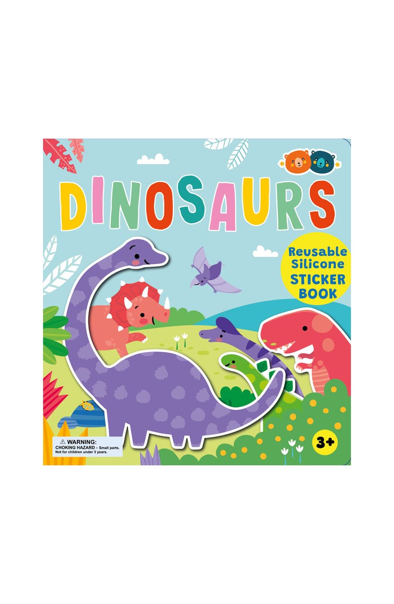 Buddy & Barney Reusable Silicone Sticker Book, Dinosaurs, Kids 3+, Main, color, Multicolored