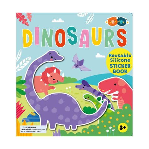 Reusable Silicone Sticker Book, Dinosaurs, Kids 3+