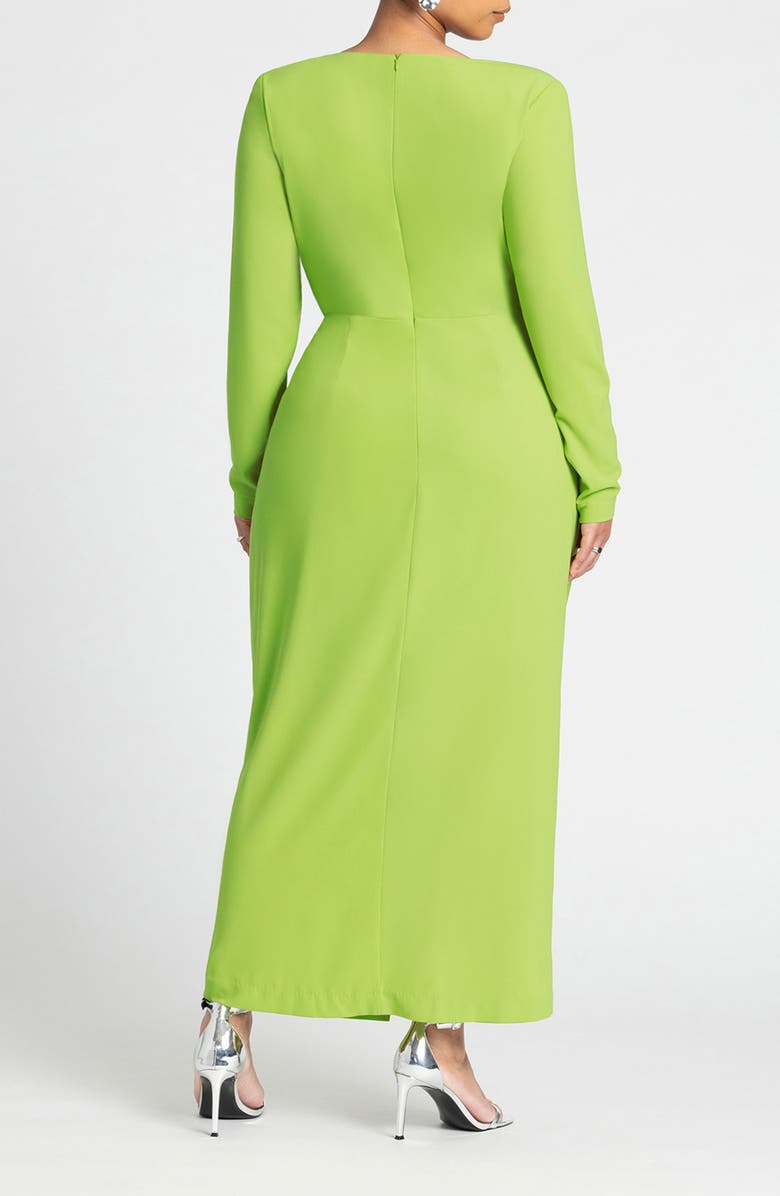 ELOQUII Strong Shoulder Tie Waist Long Sleeve Maxi Dress, Alternate, color, 