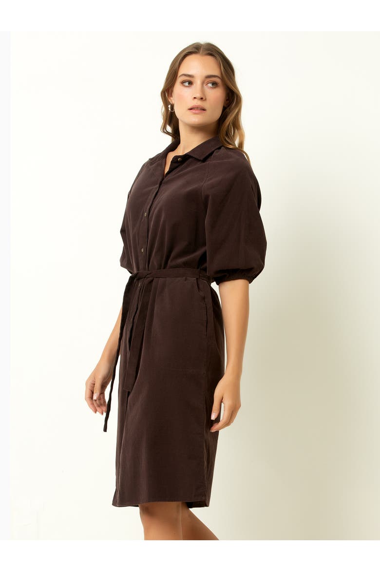 Corduroy Midi Shirtdress, Alternate, color, Chocolate
