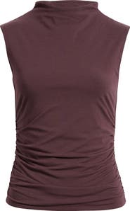 Open Edit Ruched Mock Neck Tank