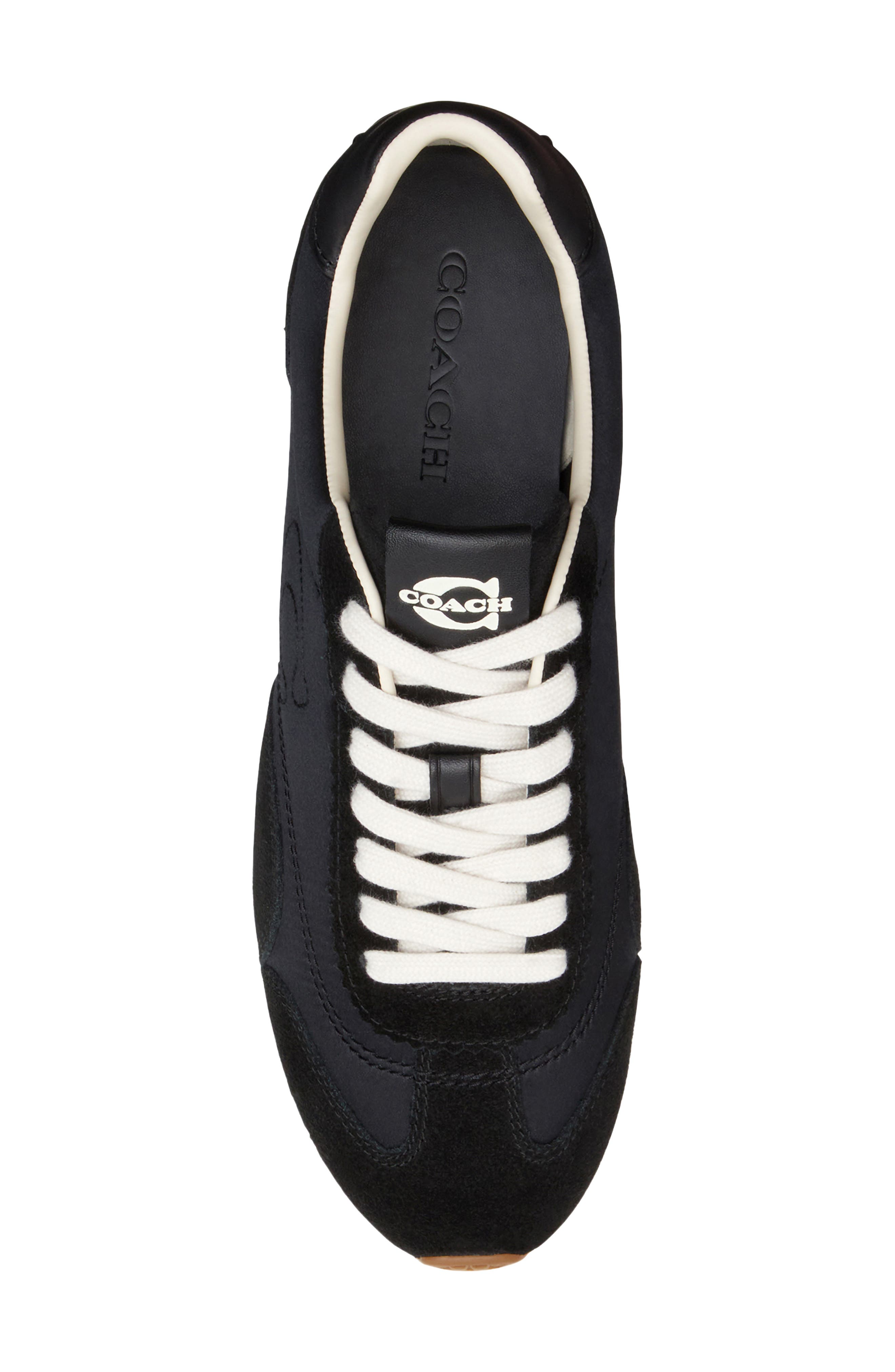 COACH Logo Mixed Media Sneaker, Alternate, color, Black/ Chalk
