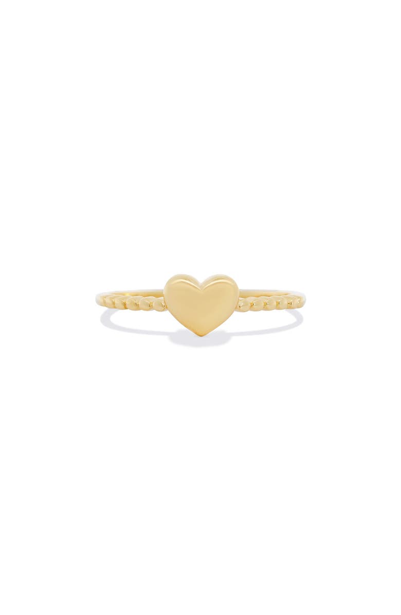 The Lovery Fine Jewelry Gold Beaded Heart Ring, Main, color, Yellow Gold