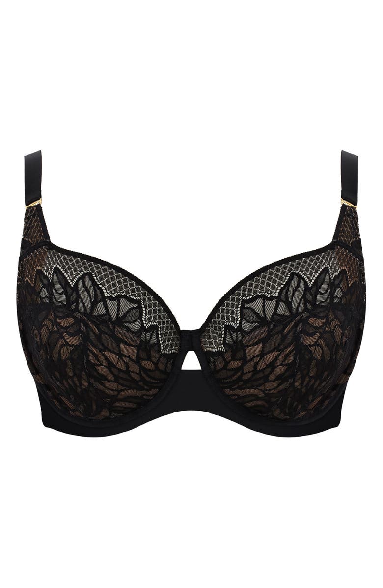 Panache Sophia Underwire Lace Bra, Alternate, color, Black