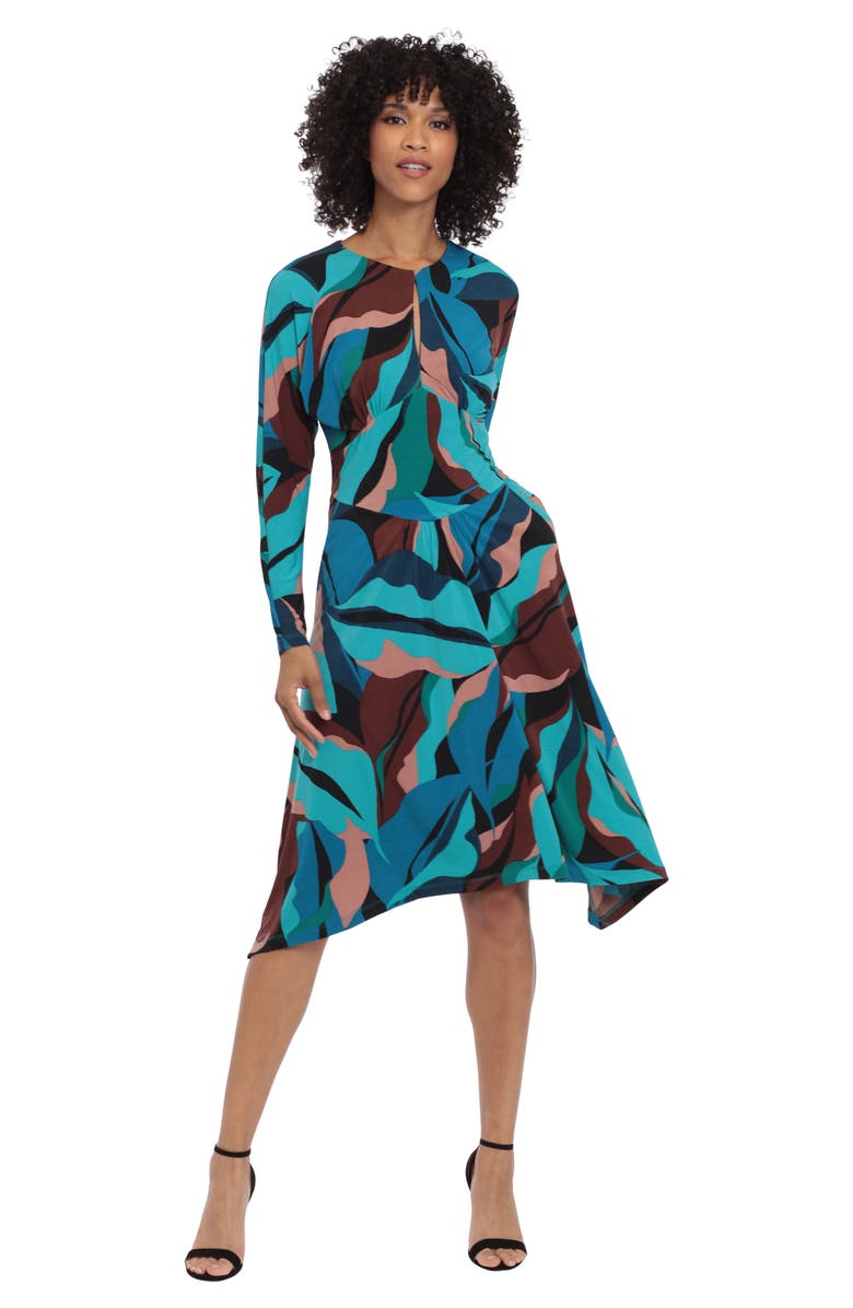 DONNA MORGAN FOR MAGGY Print Long Sleeve Matte Jersey Dress, Alternate, color,