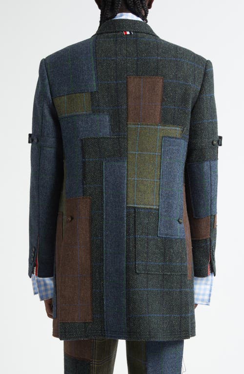 Thom Browne Patchwork Wool Chesterfield Coat In Multi
