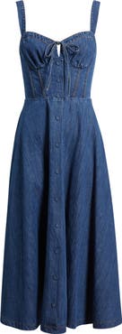 FREEMARKET Sweetheart Neck Denim Dress