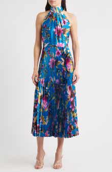 Eliza J Floral High Neck Midi Dress