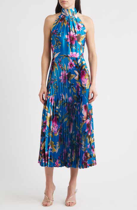 Eliza J Floral High Neck Midi Dress
