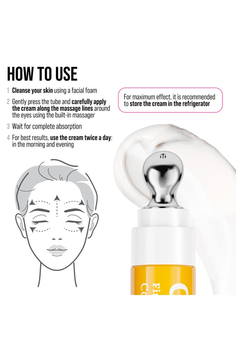 Eye Cream with Collagen for Firming and Lifting effect with Cooling Metal Applicator, Alternate, color, white