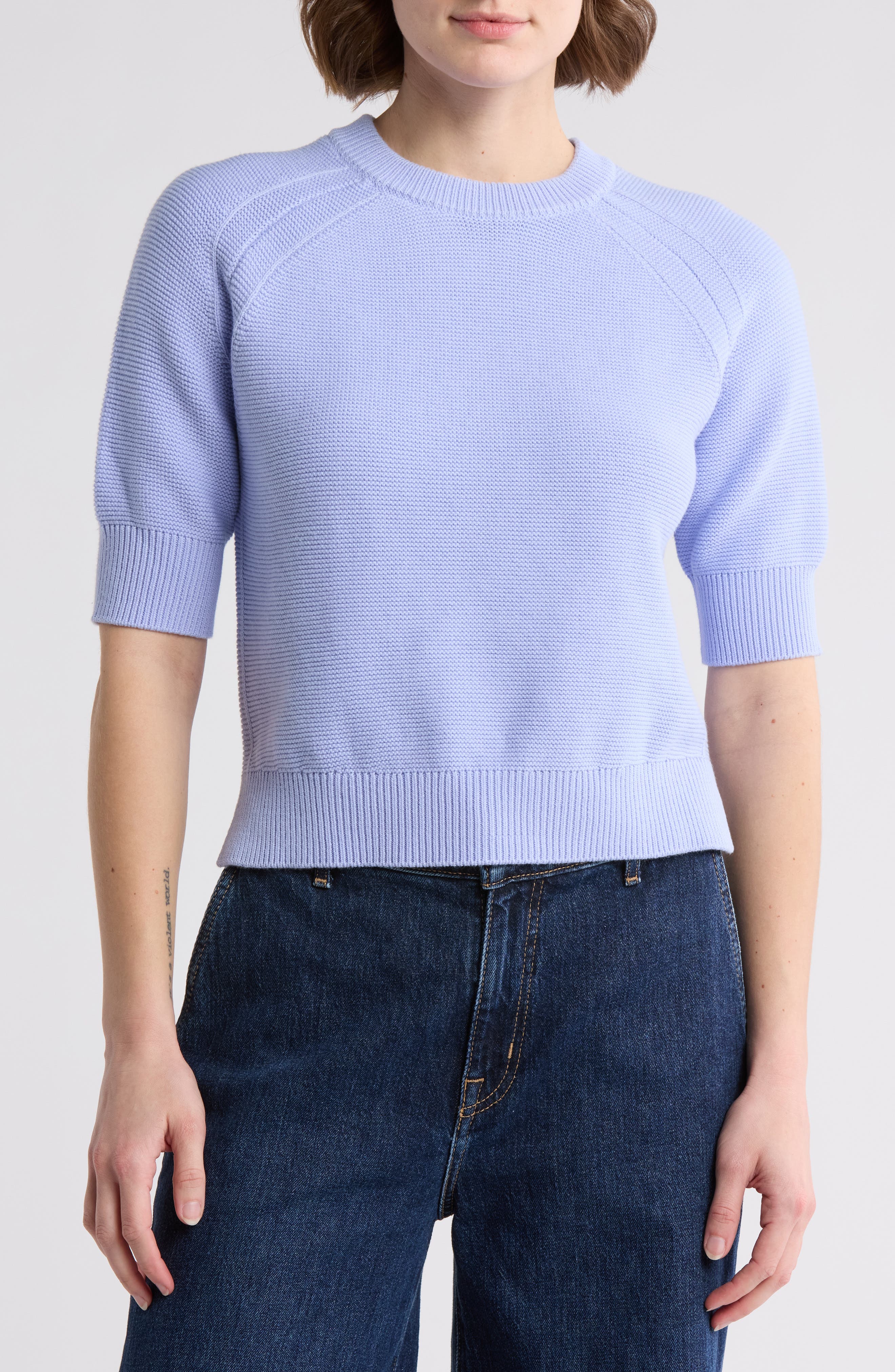 French Connection Lily Mozart Short Sleeve Cotton Sweater