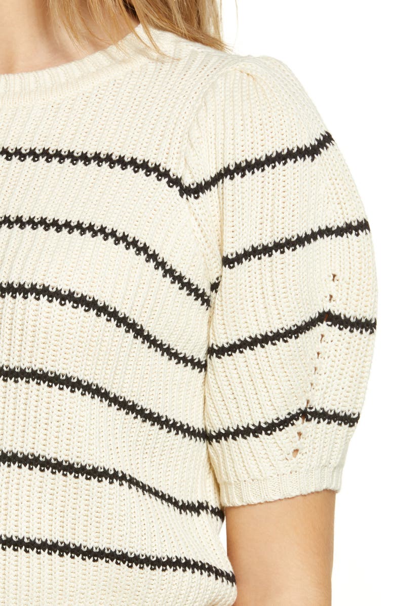 VERO MODA Stripe Puff Sleeve Crewneck Sweater, Alternate, color,