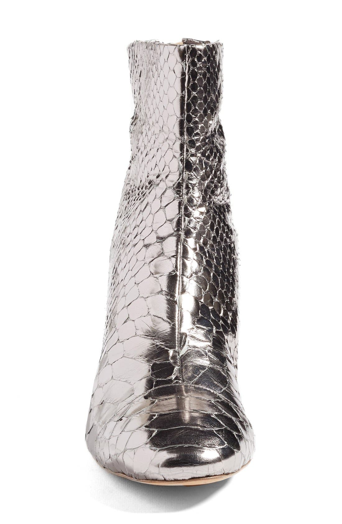 Alexandre Birman 'Jessie' Metallic Genuine Python Bootie, Alternate, color, 