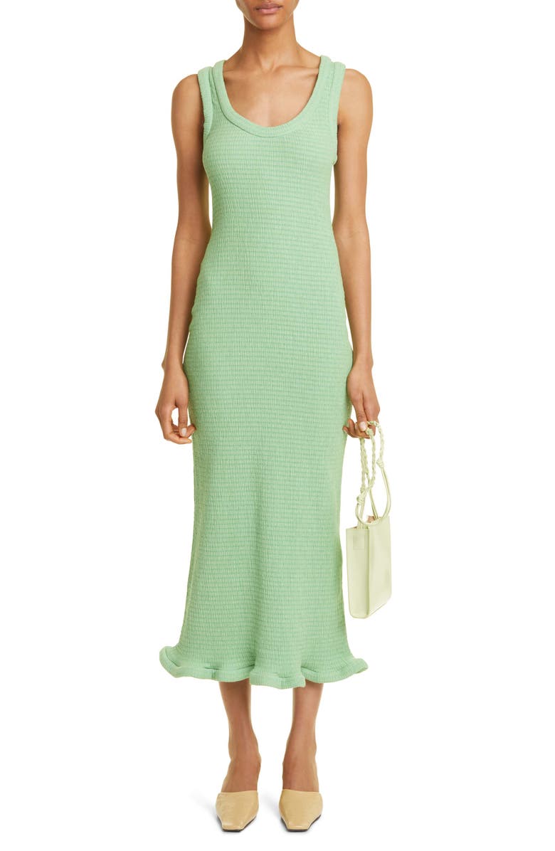 Jil Sander Ruffle Hem Jersey Midi Tank Dress, Main, color, 