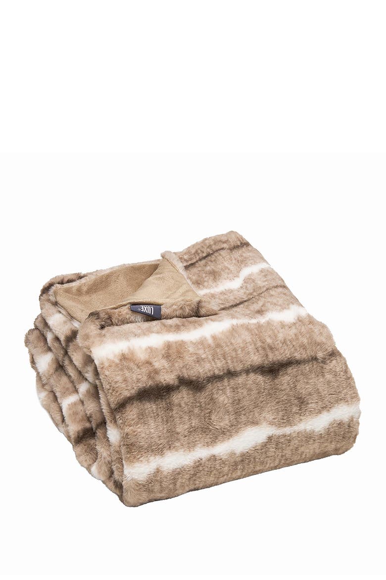 Faux Fur Throw - 50" x 60" - Beige Rabbit, Main, color, DAYTON BEIGE RABBIT
