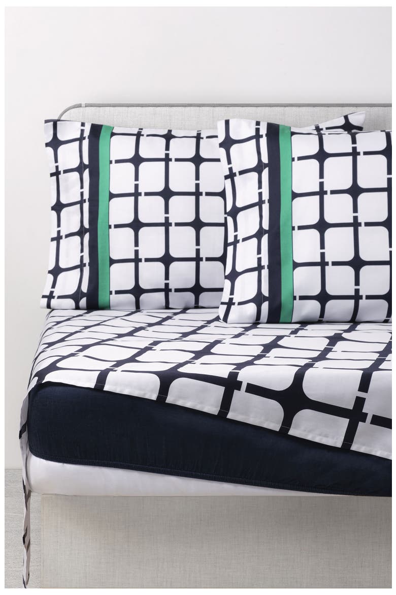 Broken Square 300 Thread Count Sheet Set, Alternate, color, NAVY