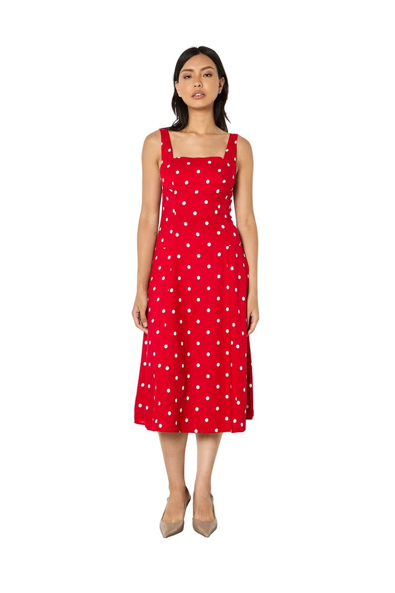 Square Neck Midi Dress, Main, color, Red