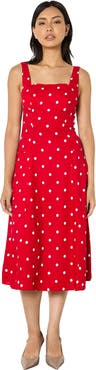 Apricot Square Neck Midi Dress