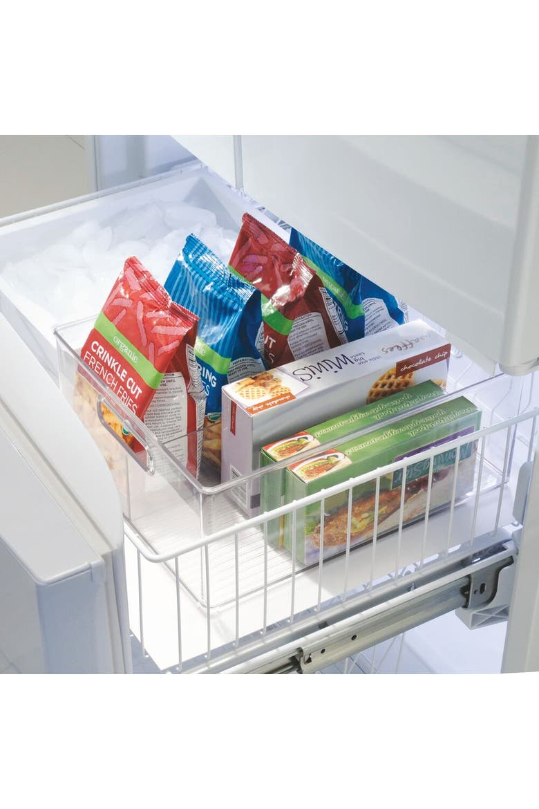 Divided Pantry Bin with Handles for Pantry, Refrigerator, Freezer - Set of 2 - Clear, Alternate, color, Clear