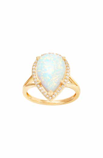 Frankie & Zoe 10K Yellow Gold Lab Grown Opal & Diamond Halo Ring