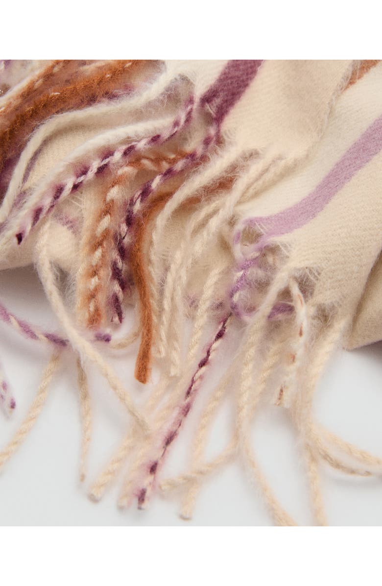 MANGO Check Fringe Scarf, Alternate, color,