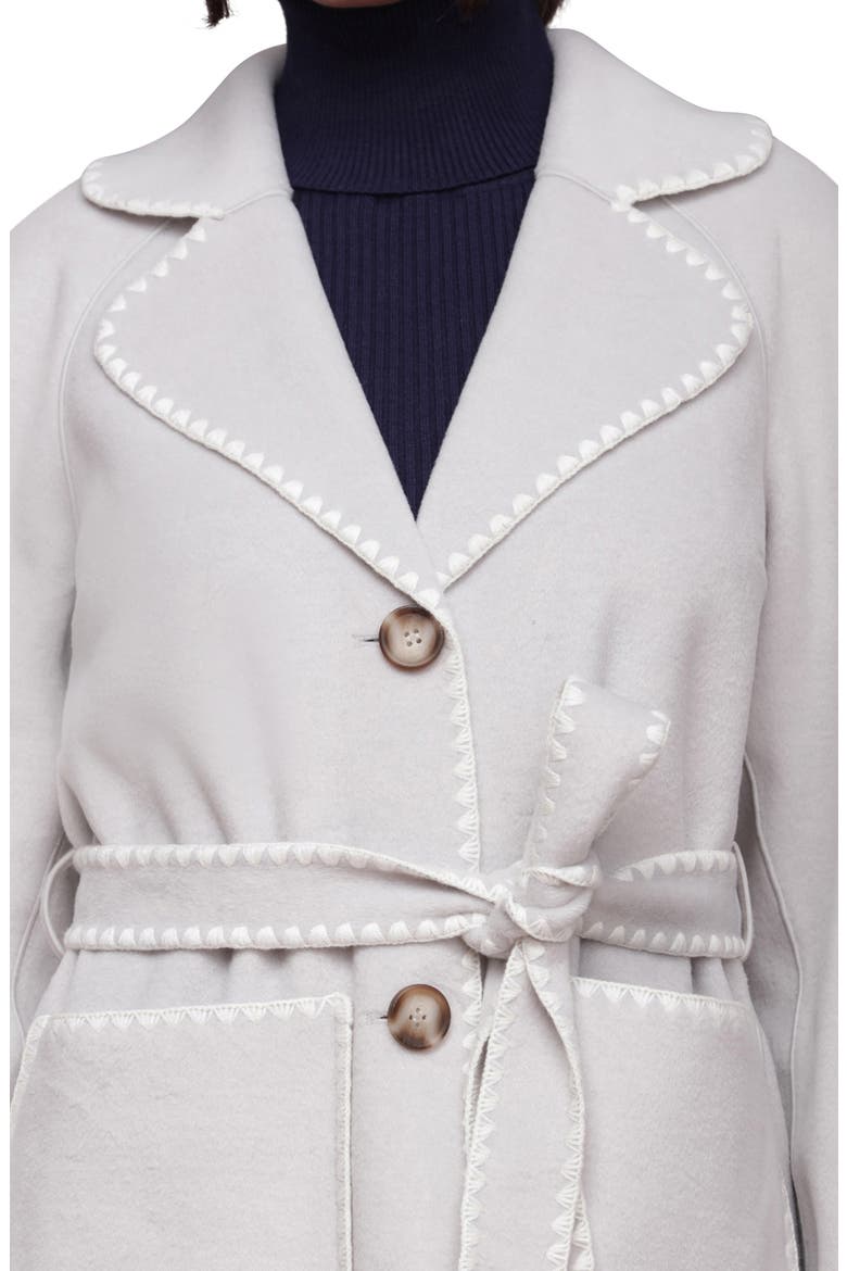 Contrast Stitch Belted Coat, Alternate, color, LIGHT GREY