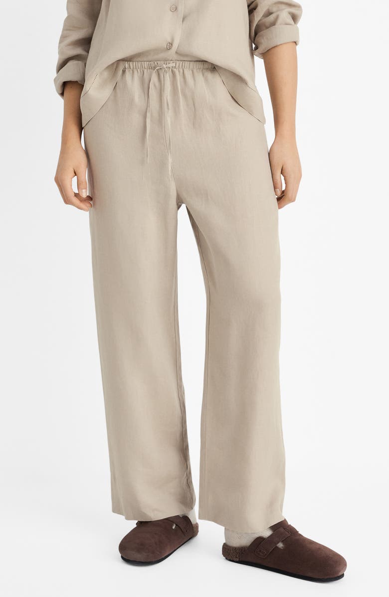 MANGO Linen Drawstring Pants, Main, color, 