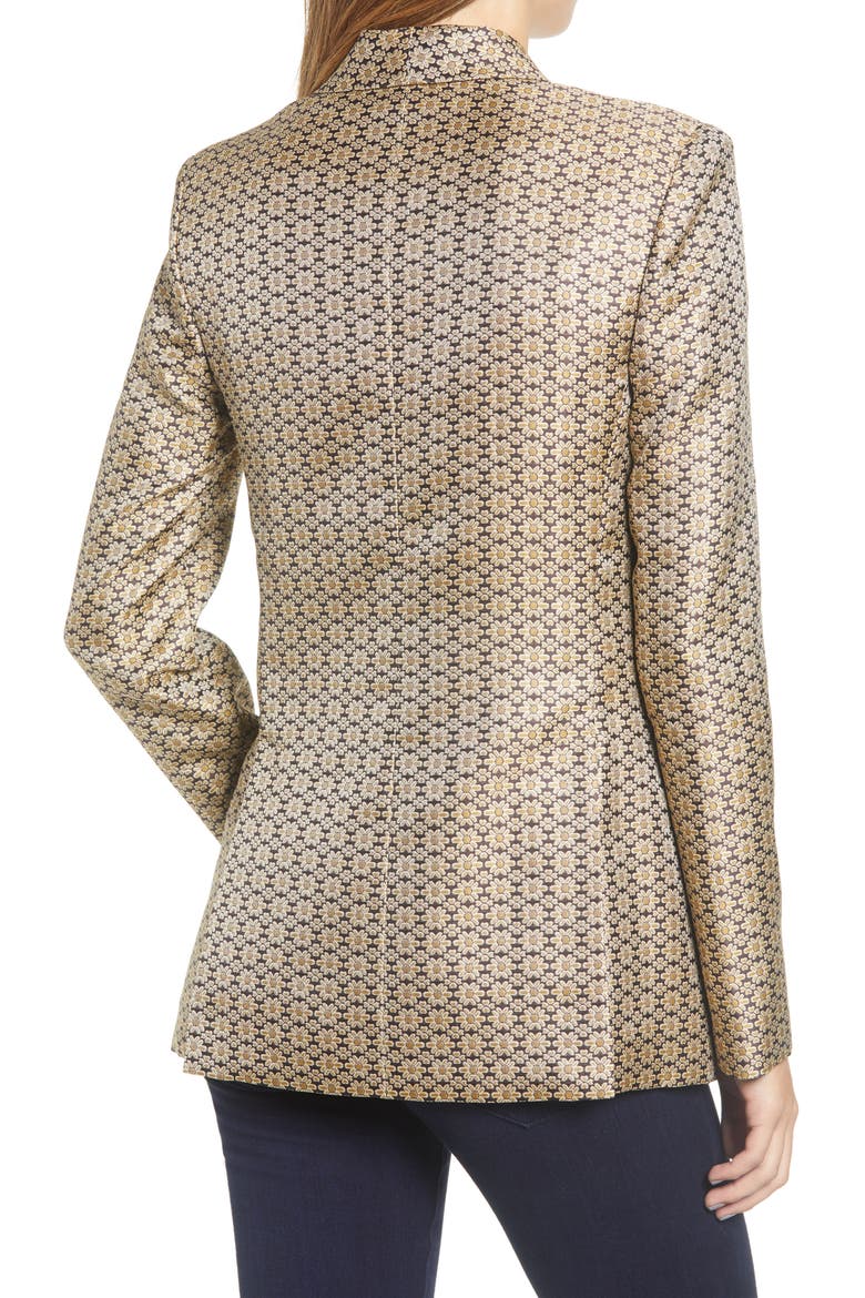 Finn Metallic Daisy Double Breasted Blazer, Alternate, color, DAISY FOULARD