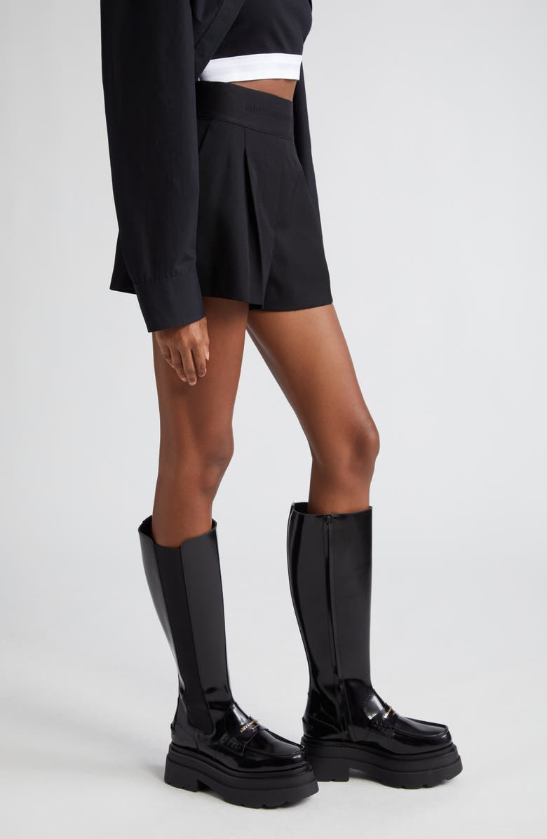 Alexander Wang Pleated High Waist Wool Shorts, Alternate, color,