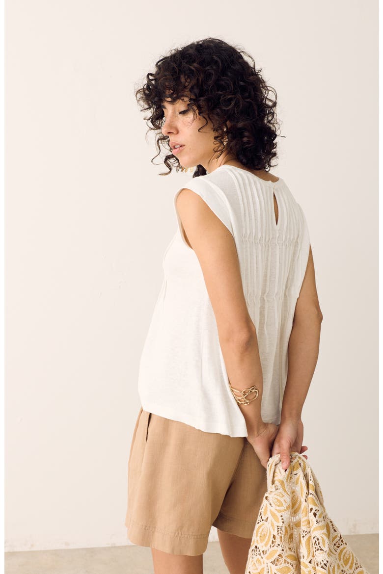 Pleat Detail Top, Alternate, color, SOFT WHITE
