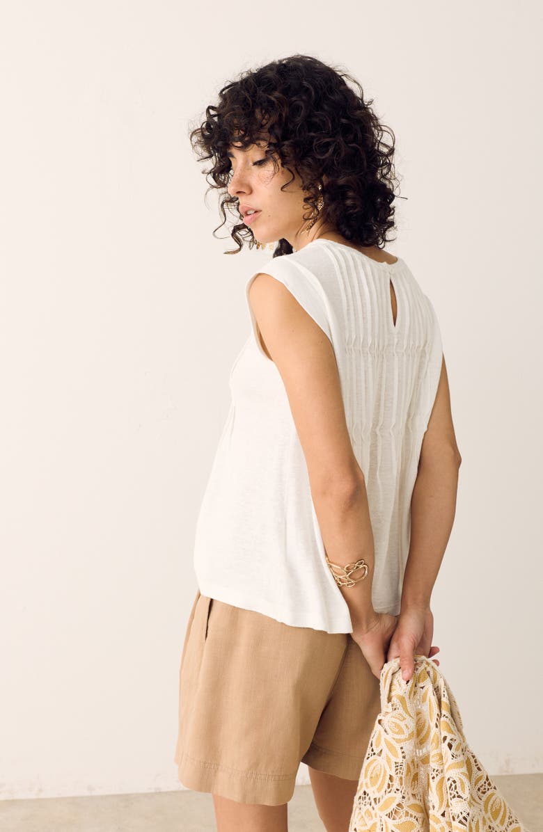 PER UNA BY M&S Pleat Detail Top, Alternate, color, Soft White