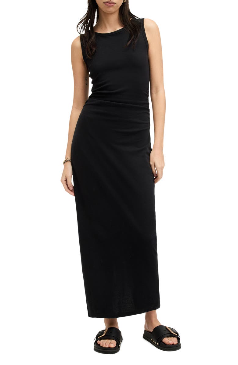 AllSaints Katarina Ruched Side Maxi Dress, Main, color,