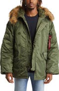 Alpha Industries Alpha N-3B Water Resistant Parka with Removable Faux Fur Trim