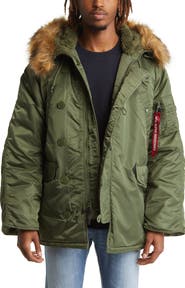 Alpha Industries Alpha N-3B Water Resistant Parka with Removable Faux Fur Trim