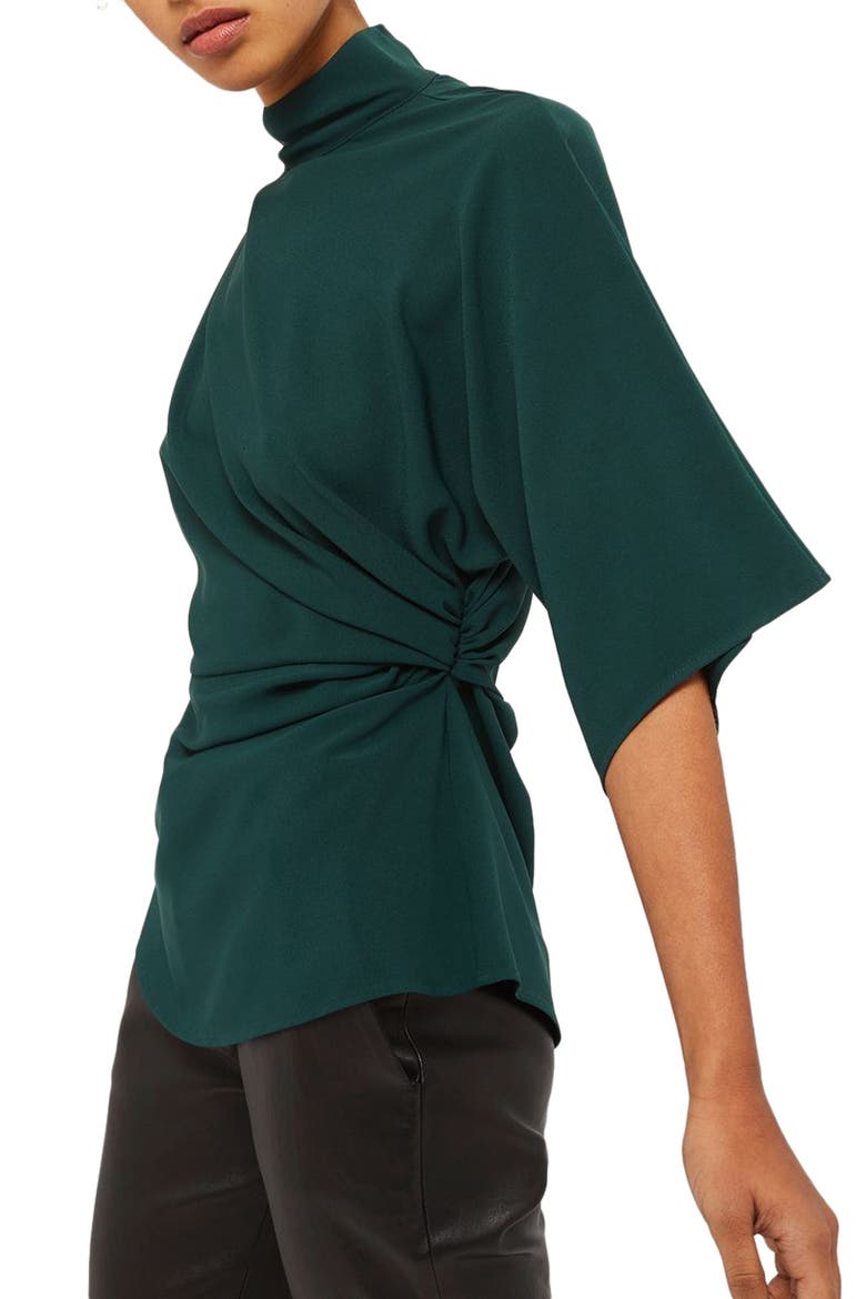 Origami Tuck Blouse, Main, color, FOREST