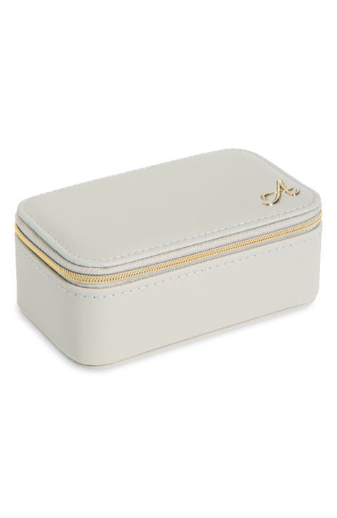 Script Initial Rectangle Jewelry Box