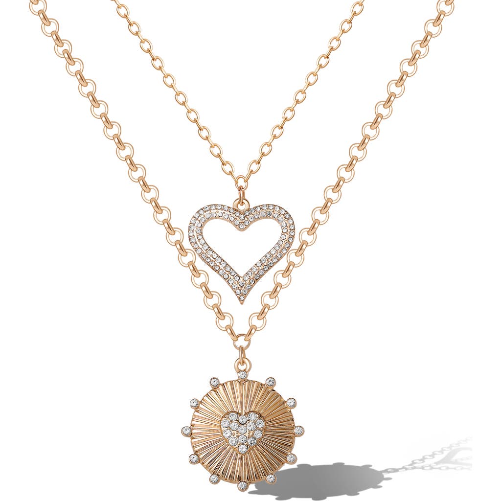 Jessica Simpson 2-piece Heart Layered Necklace Set In Gold