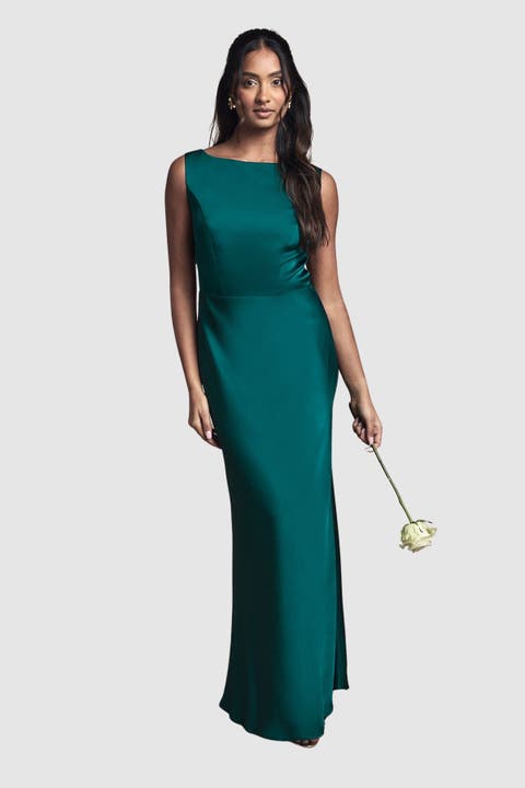 Sleeveless Satin Bridesmaid Dress