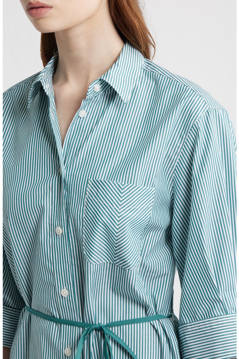 Lucia Stripe Mini Shirtdress, Alternate, color, TEAL STRIPE