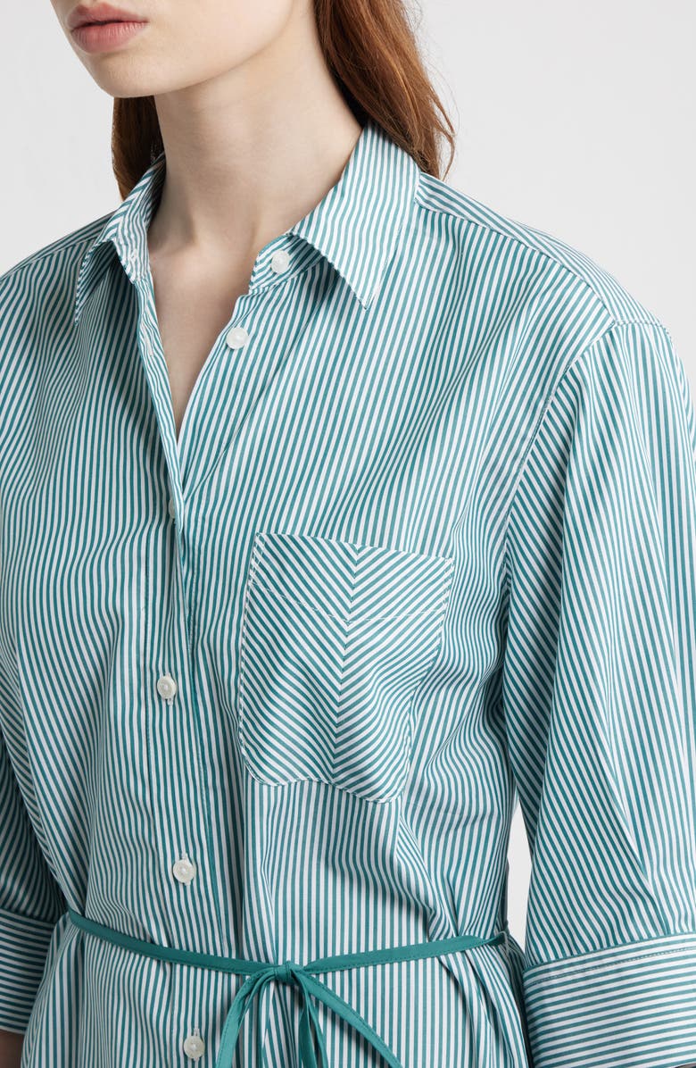 rag & bone Lucia Stripe Mini Shirtdress, Alternate, color, Teal Stripe