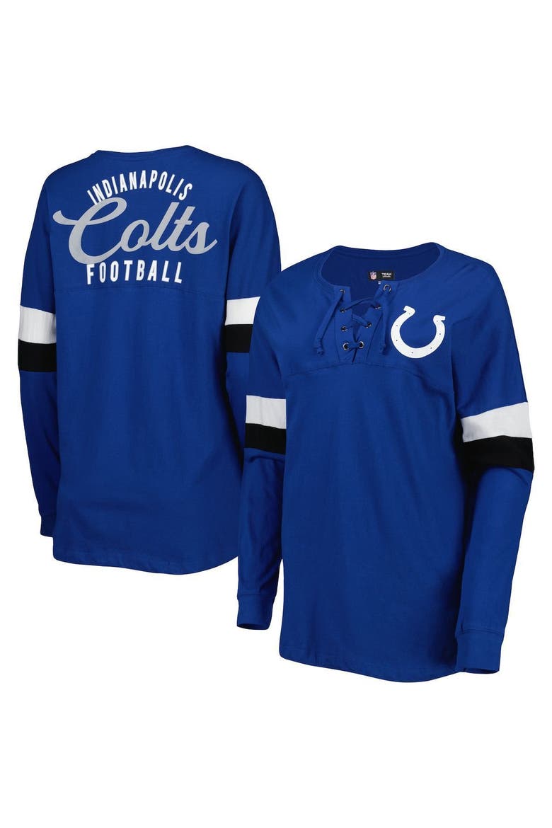 Women's New Era Royal Indianapolis Colts Athletic Varsity Lace-Up Long Sleeve T-Shirt, Main, color, Royal